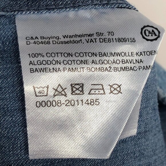 ANGELO LITRICO Mens Blue Denim Shirt Slim Fit Button Down 100% cotton US S 37-38 - Picture 9 of 16